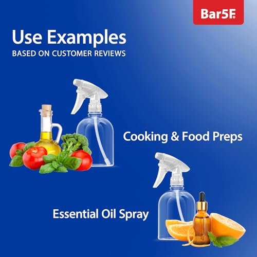 Bar5F Empty Clear Spray Bottle Adjustable Head Sprayer from Fine to Stream, Natural, 16 Oz, Pack of 3 Avelisse