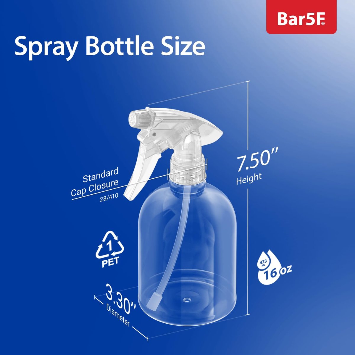 Bar5F 16 oz Plastic Spray Bottle – Leak Proof, Adjustable Mist to Stream, Heavy Duty for Hair Salons, Cleaning, Cooking & Spas - görsel 5