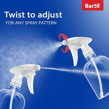 Bar5F 16 oz Plastic Spray Bottle – Leak Proof, Adjustable Mist to Stream, Heavy Duty for Hair Salons, Cleaning, Cooking & Spas