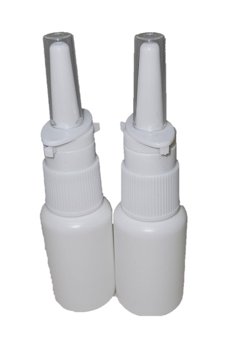 Snoot! 2-Pack 30ml (1 oz) Nasal Spray Bottle Mist Sprayer - Empty Refillable White Plastic Spray Bottles - Reusable Sprayer for Nasal Cleanser & Other Medications Avelisse