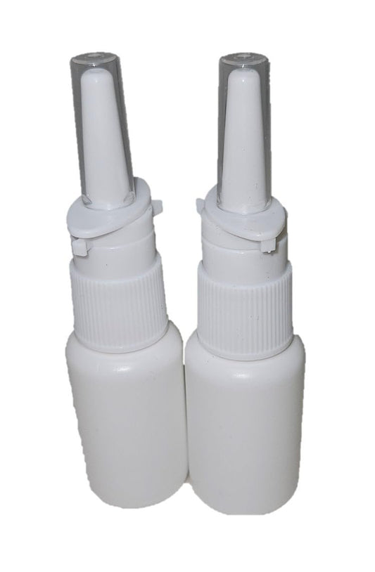 Snoot! 2-Pack 30ml (1 oz) Nasal Spray Bottle Mist Sprayer - Empty Refillable White Plastic Spray Bottles - Reusable Sprayer for Nasal Cleanser & Other Medications Avelisse