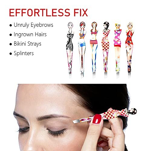 Professional Slant Tip Eyebrow Tweezers Set - 6 Pack Stainless Steel Hair Removal Tool for Bikini & Brow Grooming by Pinkiou - görsel 4