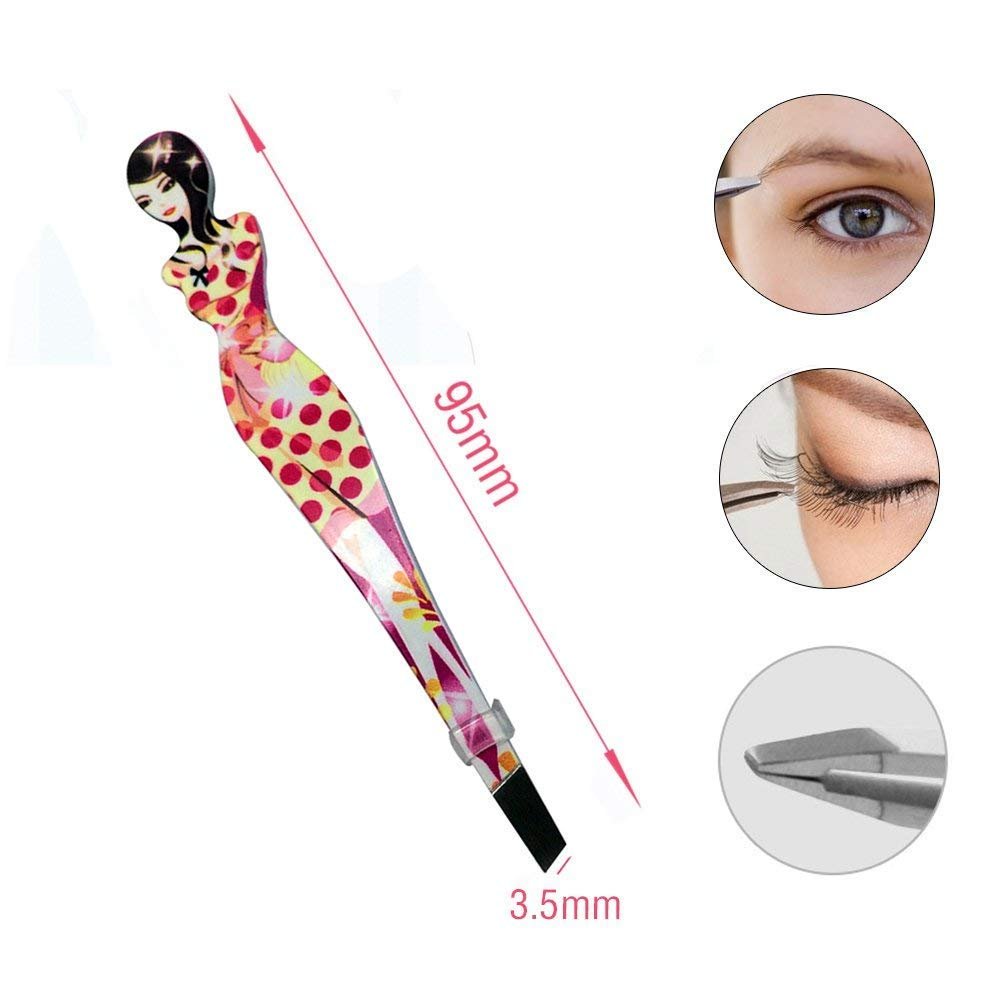 Professional Slant Tip Eyebrow Tweezers Set - 6 Pack Stainless Steel Hair Removal Tool for Bikini & Brow Grooming by Pinkiou - görsel 7