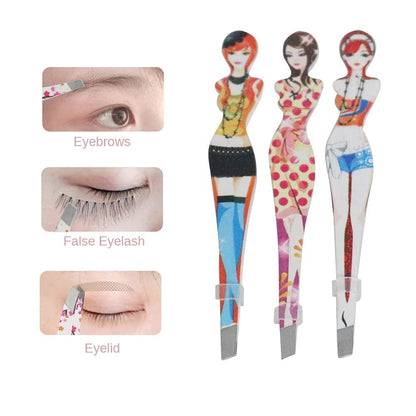Professional Slant Tip Eyebrow Tweezers Set - 6 Pack Stainless Steel Hair Removal Tool for Bikini & Brow Grooming by Pinkiou