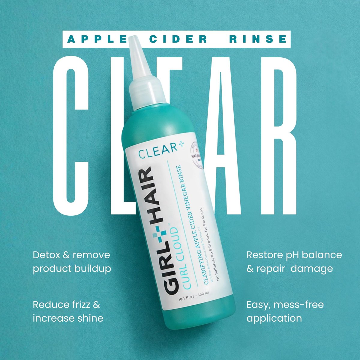 G+H CLEAR+ Apple Cider Vinegar Rinse – Clarifying Shampoo for Buildup, Dandruff & Itchiness – Sulfate & Paraben-Free – 10.1 Fl Oz Avelisse