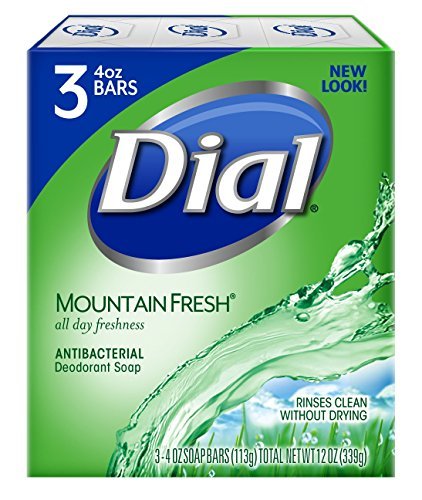 Dial Antibacterial Bar Soap, Mountain Fresh, 4 Ounce, 3 Bars - Effective Hand & Body Cleansing - görsel 1