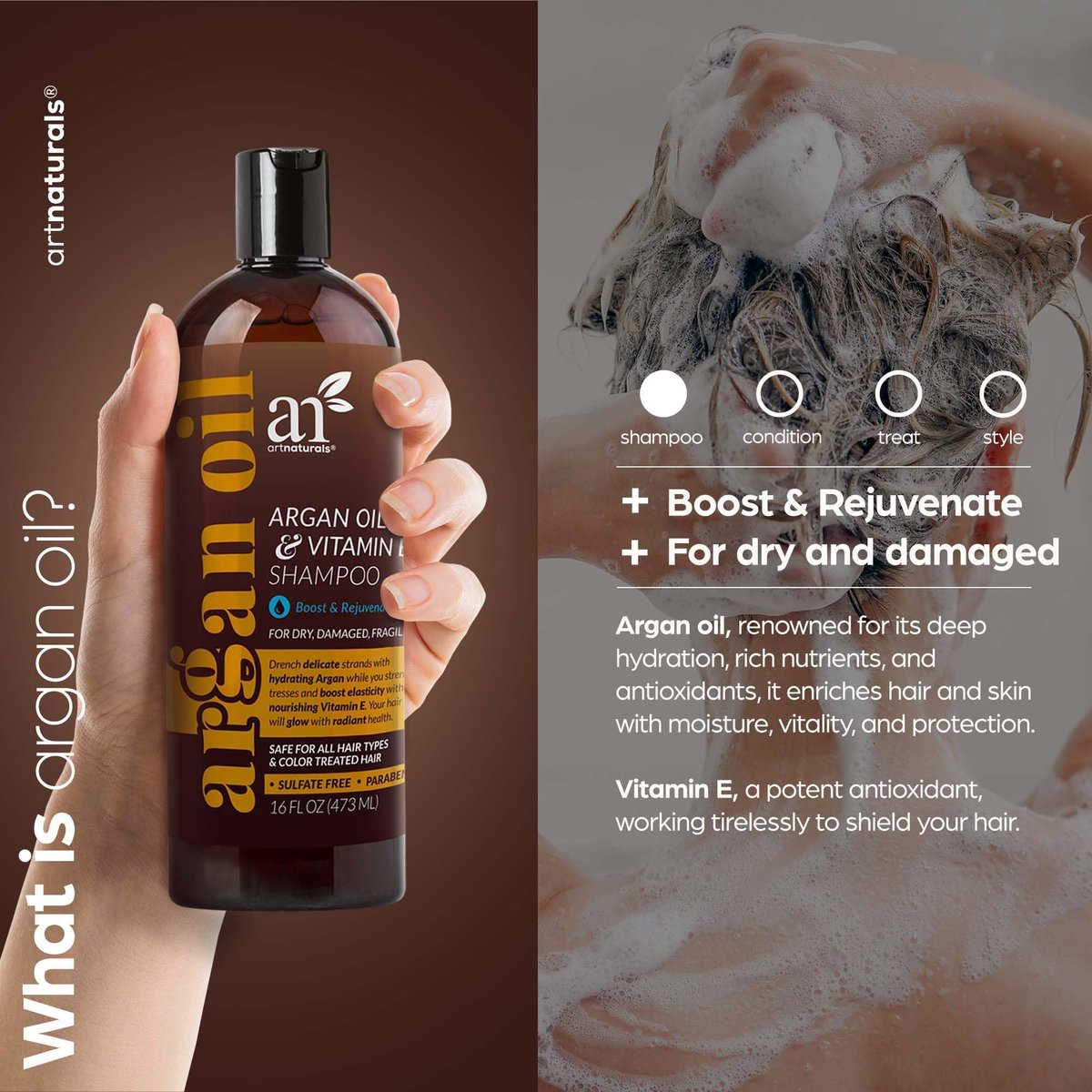 artnaturals Argan Hair Growth Shampoo - Sulfate Free, Biotin & Keratin Infused for Thinning Hair - 16 oz Avelisse