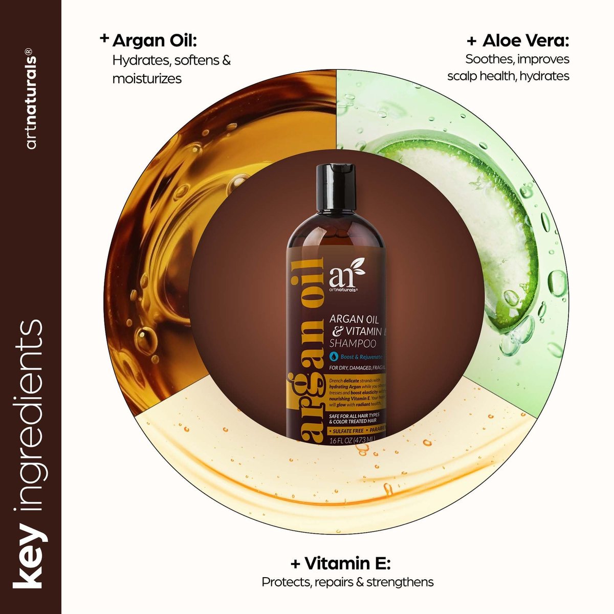 artnaturals Argan Hair Growth Shampoo - Sulfate Free, Biotin & Keratin Infused for Thinning Hair - 16 oz Avelisse