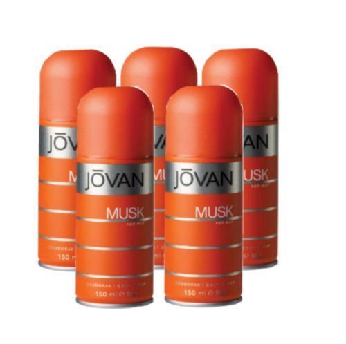 Jovan Musk Deodorant Body Spray, 5 oz (Pack of 5) – Long-Lasting Freshness Avelisse