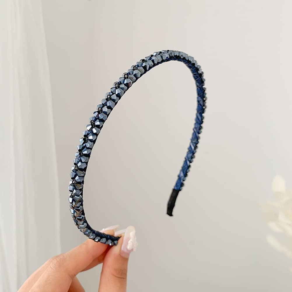 Ruihfas 6 Pack Crystal Headbands for Women - Double Row Rhinestone Narrow Hair Hoops, Glitter Bling Wedding Party Hair Accessories, Thin Skinny Headband Set - görsel 17