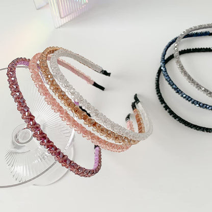Ruihfas 6 Pack Crystal Headbands for Women - Double Row Rhinestone Narrow Hair Hoops, Glitter Bling Wedding Party Hair Accessories, Thin Skinny Headband Set