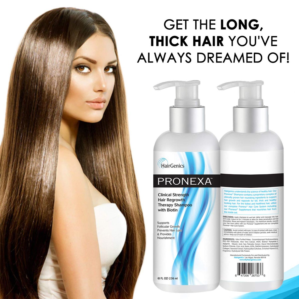 Pronexa Clinical Strength Hair Growth & Regrowth Therapy Shampoo with Biotin, Collagen & DHT Blockers for Thinning Hair, 8 fl. oz. Avelisse