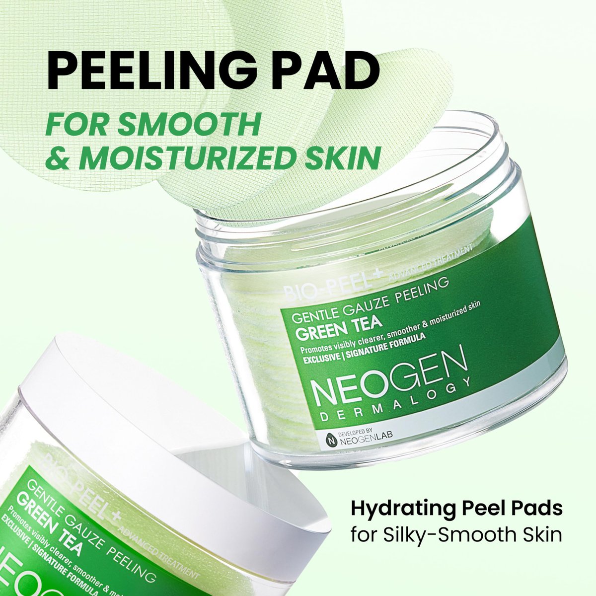 DERMALOGY by NEOGENLAB Bio-Peel Gauze Peeling Pads (Green Tea, 30 pads) – Exfoliating & Hydrating & Soothing PHA Peeling Pad Avelisse