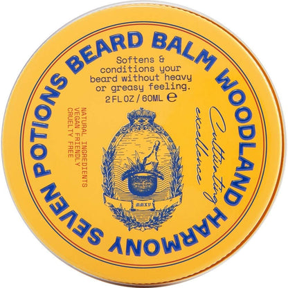 SEVEN POTIONS Beard Balm 2 oz - 100% Natural Softener with Jojoba Oil, Nourishes & Stops Itch, Woodland Harmony Avelisse