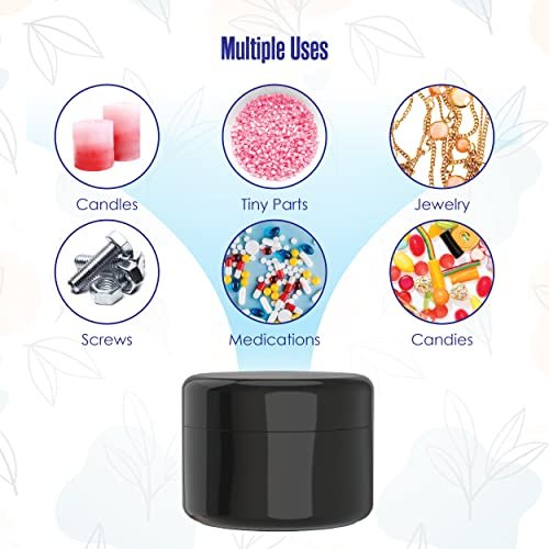 Houseables 2 Oz Black Plastic Jars with Lids – 24-Pack Empty Cosmetic Containers for Body Butter, Cream, Makeup, Travel Avelisse