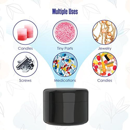 Houseables 2 Oz Black Plastic Jars with Lids – 24-Pack Empty Cosmetic Containers for Body Butter, Cream, Makeup, Travel Avelisse