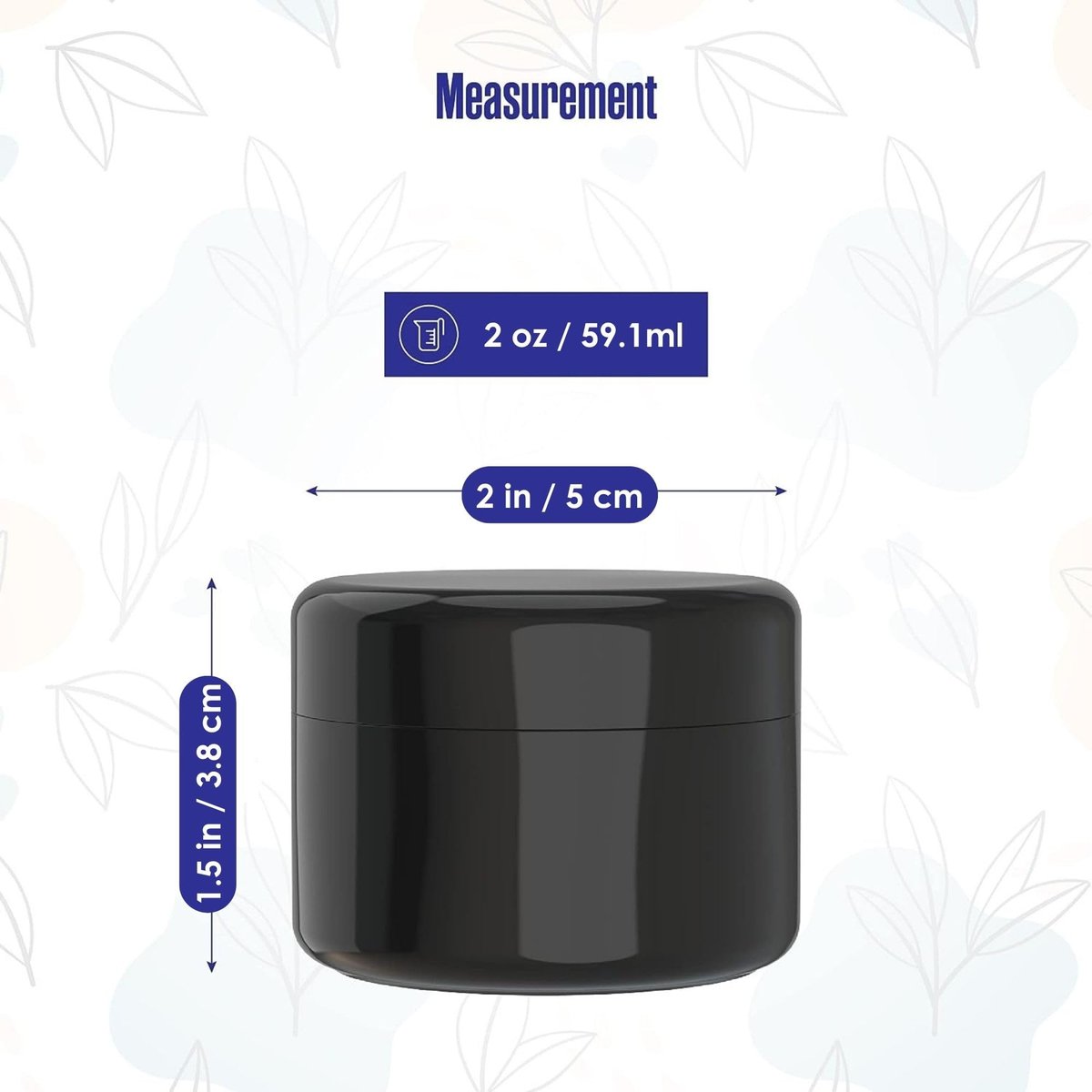 Houseables 2 Oz Black Plastic Jars with Lids – 24-Pack Empty Cosmetic Containers for Body Butter, Cream, Makeup, Travel Avelisse