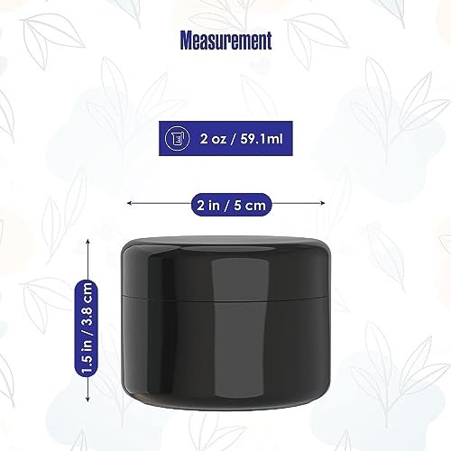 Houseables 2 Oz Black Plastic Jars with Lids – 24-Pack Empty Cosmetic Containers for Body Butter, Cream, Makeup, Travel Avelisse
