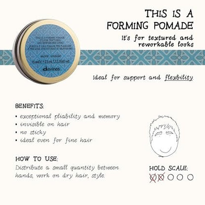 Davines This Is A Forming Pomade - Medium Hold, Lightweight Formula for Short Hair with Natural Shine & Memory Effect, 2.7 Fl Oz Avelisse