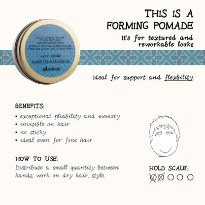 Davines This Is A Forming Pomade - Medium Hold, Lightweight Formula for Short Hair with Natural Shine & Memory Effect, 2.7 Fl Oz Avelisse