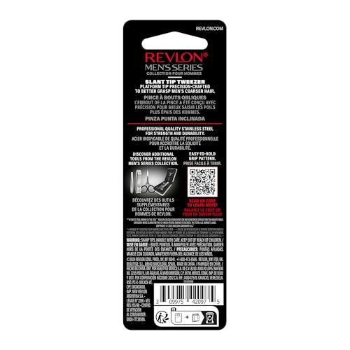 Revlon Slanted Tip Tweezers for Men - Ultra-Sharp Stainless Steel for Precision Eyebrow Shaping and Facial Hair Removal, Non-Slip Grip, Gray, 1 Count - görsel 14