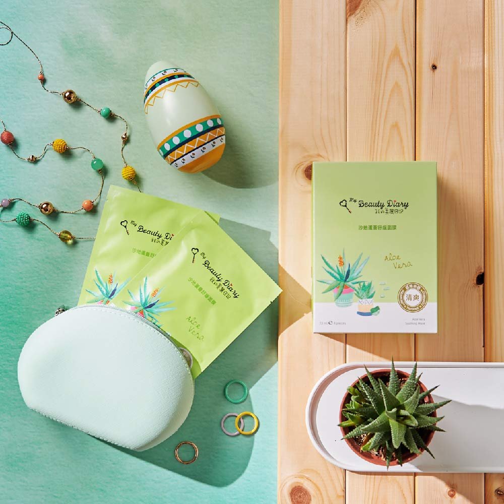 My Beauty Diary Aloe Vera Soothing Facial Mask – Hydrating & Soothing Face Sheet Mask for Refreshing, Natural Look (8 Count Pack) - görsel 3