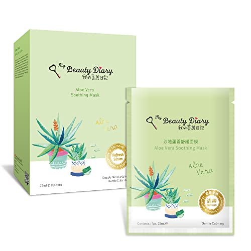 My Beauty Diary Aloe Vera Soothing Facial Mask – Hydrating & Soothing Face Sheet Mask for Refreshing, Natural Look (8 Count Pack) - görsel 2