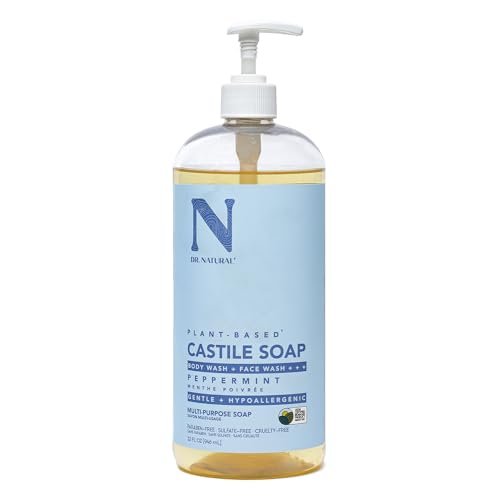 Dr. Natural Peppermint Castile Liquid Soap - 32 oz, Plant-Based, Organic Shea Butter, Multi-Purpose Soap - görsel 2