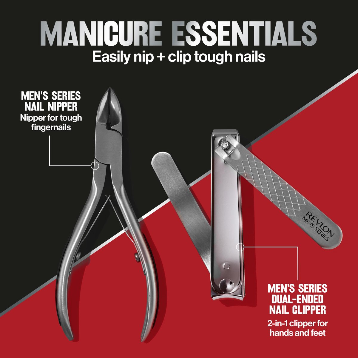 Revlon Dual-Ended Nail Clipper for Men – Stainless Steel, Straight & Curved Edges for Fingernails and Toenails - görsel 11