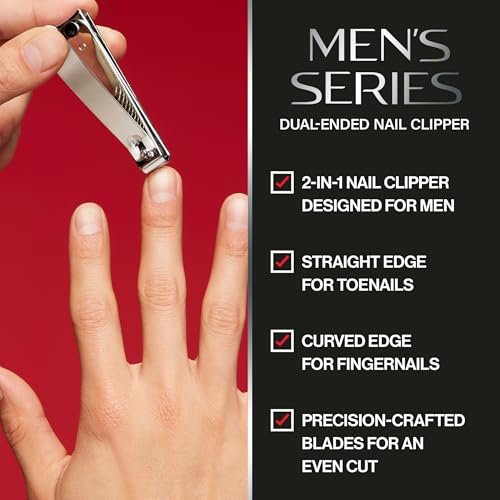 Revlon Dual-Ended Nail Clipper for Men – Stainless Steel, Straight & Curved Edges for Fingernails and Toenails - görsel 4