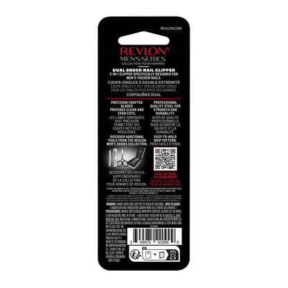 Revlon Dual-Ended Nail Clipper for Men – Stainless Steel, Straight & Curved Edges for Fingernails and Toenails