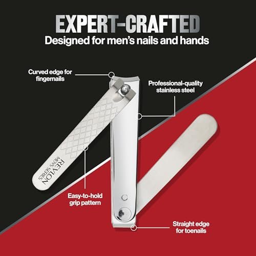 Revlon Dual-Ended Nail Clipper for Men – Stainless Steel, Straight & Curved Edges for Fingernails and Toenails - görsel 6