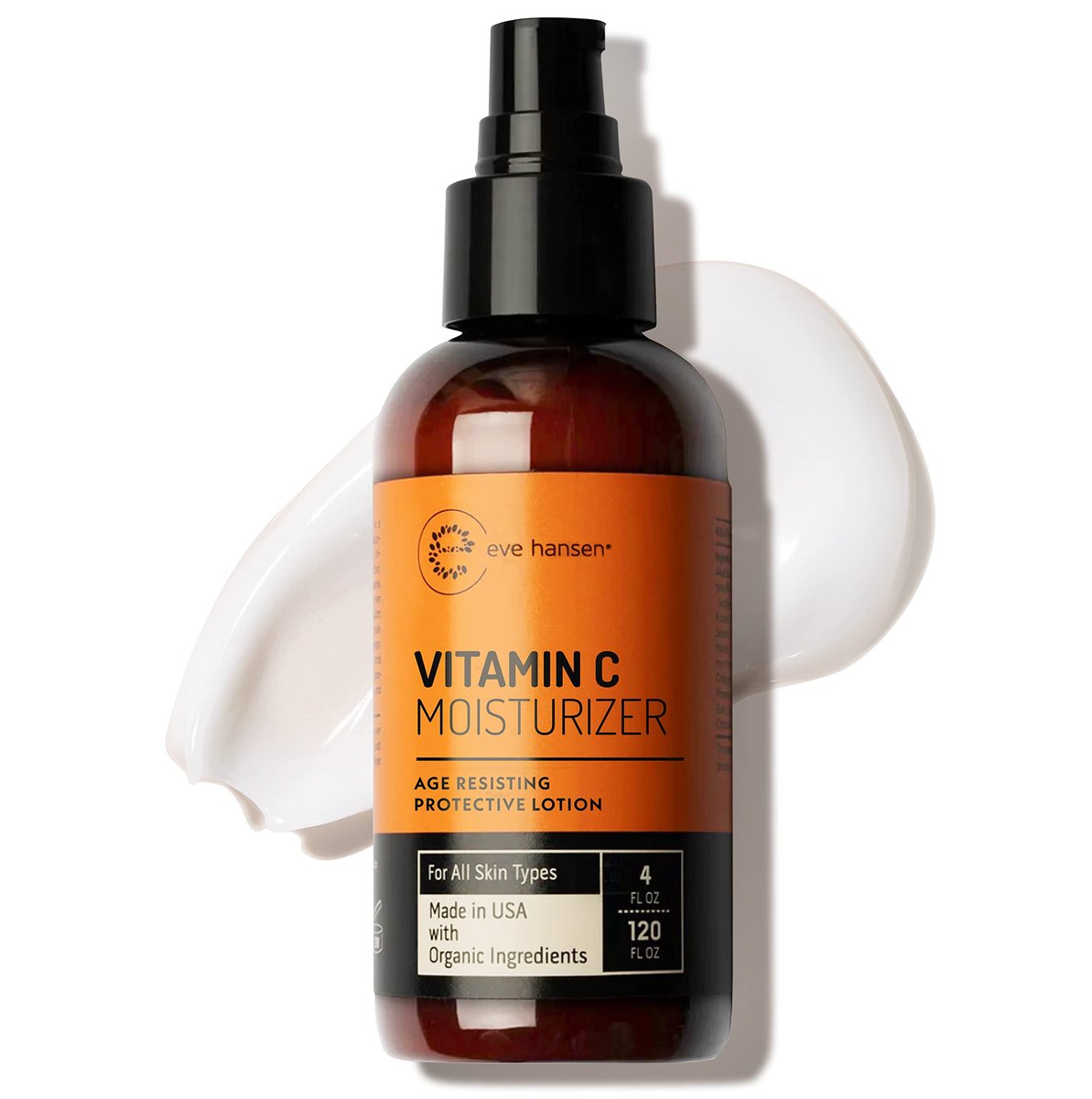 Eve Hansen Vitamin C Face Moisturizer - Lightweight Hydrating Cream with Vitamin B, Green Tea, Jojoba Oil - Cruelty-Free & Natural Ingredients - 4 oz Avelisse