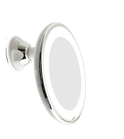 JiBen LED Lighted 10X Magnifying Makeup Mirror with Power Locking Suction Cup, Bright Diffused Light and 360 Degree Rotating Adjustable Arm, Portable Cordless Home and Travel Bathroom Vanity Mirror Avelisse