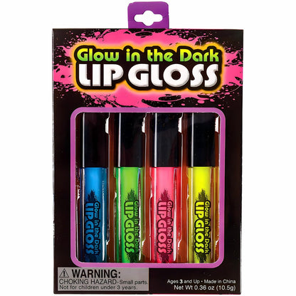 Glow In The Dark Lip Gloss Set – 4 Assorted Colors, Fun Party Favors for Kids