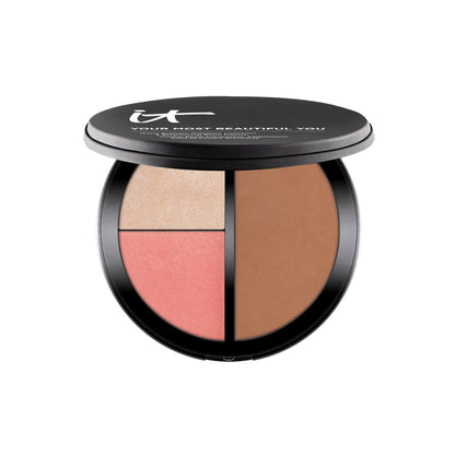 IT Cosmetics Your Most Beautiful You 3-in-1 Makeup Palette - Matte Bronzer, Radiance Luminizer, Brightening Powder Blush with Peptides & Drops of Light Technology Avelisse