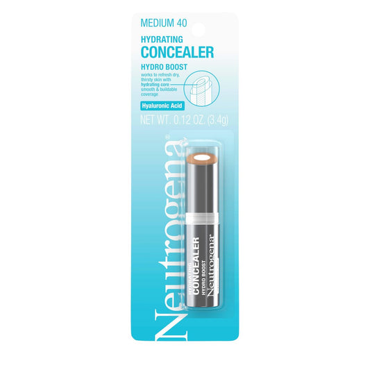 Neutrogena Hydro Boost Hydrating Concealer Stick - Medium 40, 0.12 oz - Oil-Free with Hyaluronic Acid for Dry Skin, Buildable Coverage