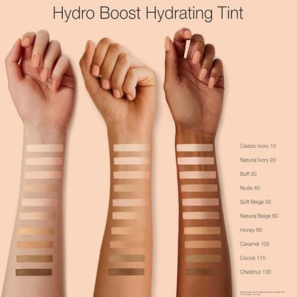 Neutrogena Hydro Boost Hydrating Tint Foundation for Dry Skin, with Hyaluronic Acid, Lightweight Oil-Free Water Gel, Non-Comedogenic, 30 Buff, 1.0 fl. oz