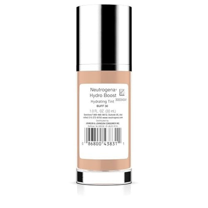 Neutrogena Hydro Boost Hydrating Tint Foundation for Dry Skin, with Hyaluronic Acid, Lightweight Oil-Free Water Gel, Non-Comedogenic, 30 Buff, 1.0 fl. oz