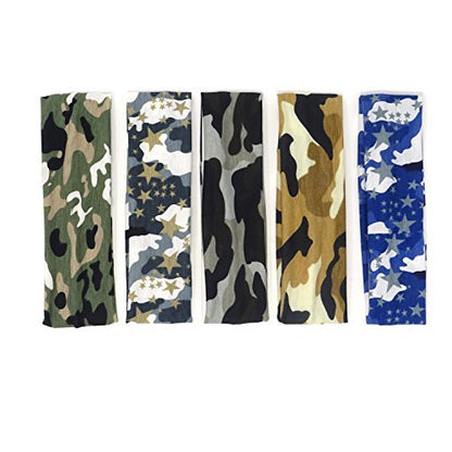 Honbay Camo Headband 5-Pack – Elastic Cotton Outdoor Sports Magic Scarf for Teens, Boys, Men, and Women