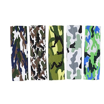 Honbay Camo Headband 5-Pack – Elastic Cotton Outdoor Sports Magic Scarf for Teens, Boys, Men, and Women