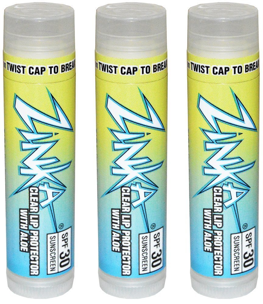 Zinka Clear Lip Protector with Aloe SPF 30 Sunscreen Lip Balm - 0.15 oz (Pack of 3) Avelisse