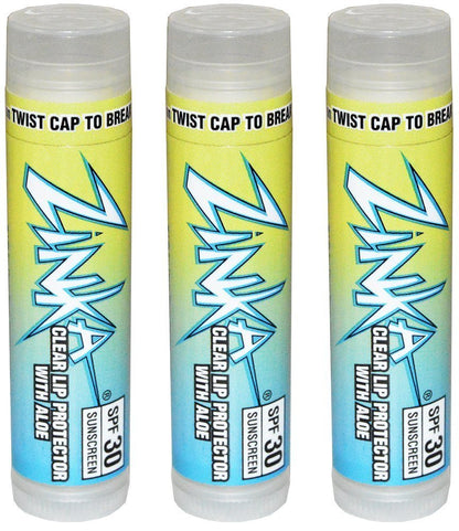Zinka Clear Lip Protector with Aloe SPF 30 Sunscreen Lip Balm - 0.15 oz (Pack of 3) Avelisse