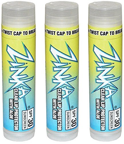 Zinka Clear Lip Protector with Aloe SPF 30 Sunscreen Lip Balm - 0.15 oz (Pack of 3) Avelisse