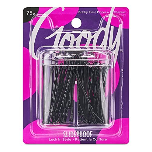 Goody SlideProof Bobby Pin Box with Magnetic Top - 75 Count, Black Bobby Pins for Hair Styling - Lock in Style, Comfortable, Pain-Free Accessories for Women & Men, All Hair Types - görsel 2