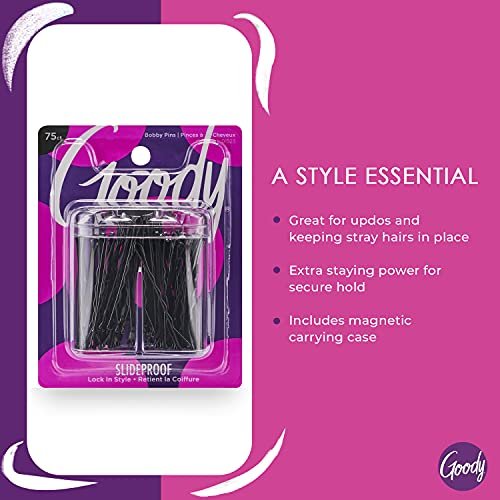 Goody SlideProof Bobby Pin Box with Magnetic Top - 75 Count, Black Bobby Pins for Hair Styling - Lock in Style, Comfortable, Pain-Free Accessories for Women & Men, All Hair Types - görsel 4