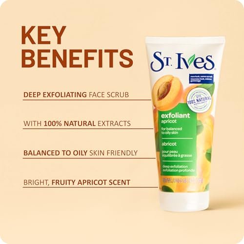 St. Ives Fresh Skin Apricot Face Scrub, Deep Exfoliator for Clean, Glowing Skin, Oil-Free Facial Scrub with 100% Natural Exfoliants, 6 oz (Pack of 4) - görsel 10