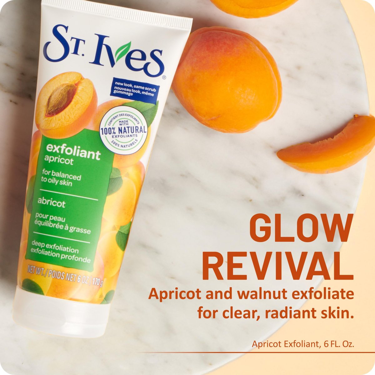 St. Ives Fresh Skin Apricot Face Scrub, Deep Exfoliator for Clean, Glowing Skin, Oil-Free Facial Scrub with 100% Natural Exfoliants, 6 oz (Pack of 4) - görsel 3