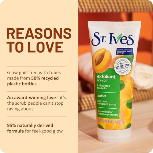St. Ives Fresh Skin Apricot Face Scrub, Deep Exfoliator for Clean, Glowing Skin, Oil-Free Facial Scrub with 100% Natural Exfoliants, 6 oz (Pack of 4) - görsel 14
