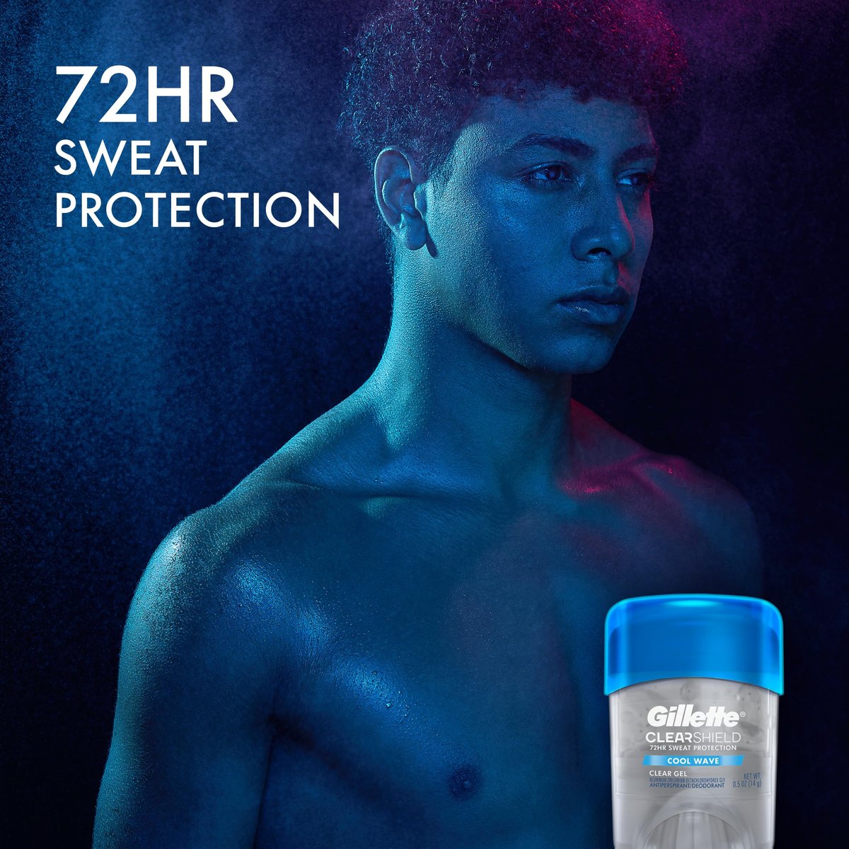 Gillette Antiperspirant Deodorant for Men, Cool Wave Scent, 72-Hour Sweat & Odor Protection, Clear Gel, Anti-White Marks, 0.5 oz - görsel 5